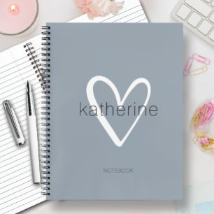 Carnet Chic Heart sur Bleu Poussiéreux