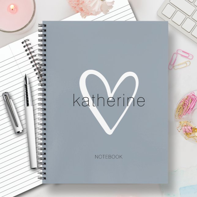Carnet Chic Heart sur Bleu Poussiéreux (Créateur téléchargé)