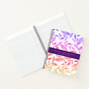 Carnet Chic Holographie rose Feuille Motif
