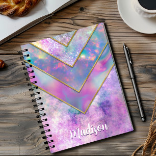 Carnet Chic holographique girly design sketchbook rose