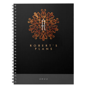 Carnet Chic luxurious black and gold ornate monogrammed