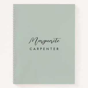 Carnet Chic moderne minimaliste Signature Script Sage Ver