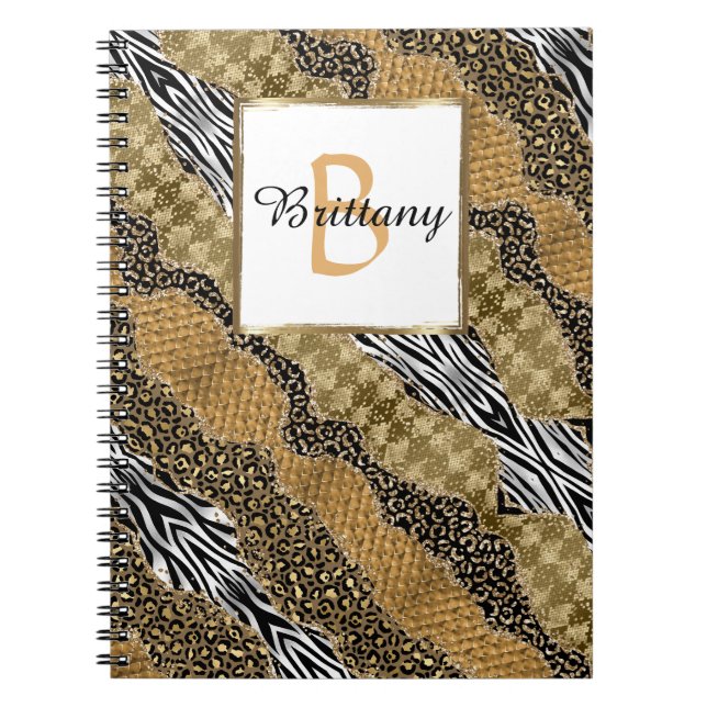 Carnet Chic Monogram Leopard Safari Parties scintillant o (Devant)