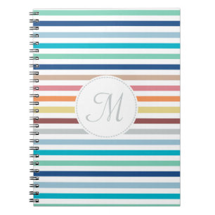 Carnet Chic Monogram Pastel Arc-en-ciel bandes horizontal