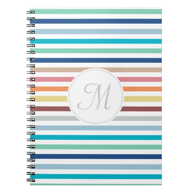 Carnet Chic Monogram Pastel Arc-en-ciel bandes horizontal (Devant)