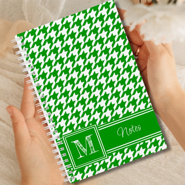 Carnet Chic Monogramme Green Houndstooth (Créateur téléchargé)