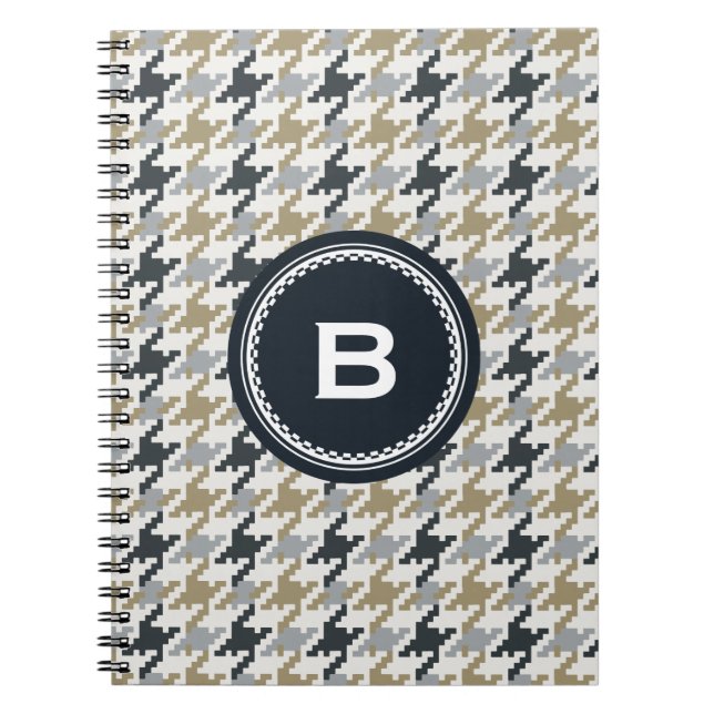 Carnet Chic monogramme vintage en carrelage gris (Devant)