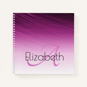 Carnet Chic Nom Personnalisé Monogramme Purple Ombre Str