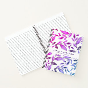 Carnet Chic Ombre Violet violet violet Feuille Motif