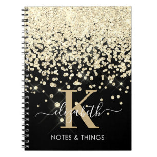 Carnet Chic Or Noir Pailleté Monogramme Diamanté