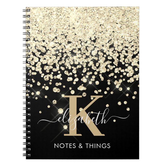 Carnet Chic Or Noir Pailleté Monogramme Diamanté (Devant)
