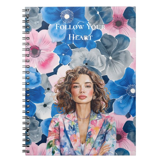 Carnet Chic Pink Blue Summer City Brown Hair Girl (Devant)