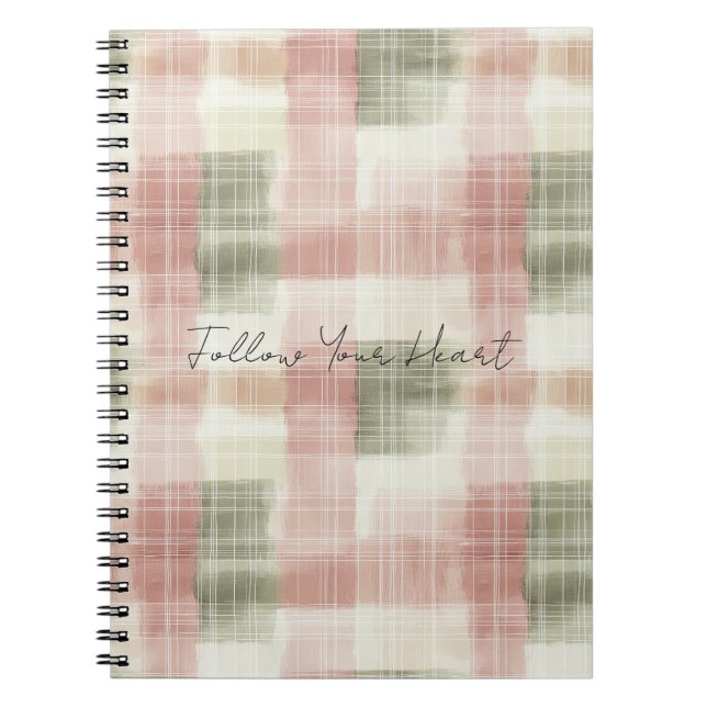 Carnet Chic Pink Mint Cream Plaid Stripes   (Devant)