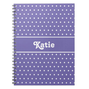 Carnet Chic Pois rétro violet et blanc nom