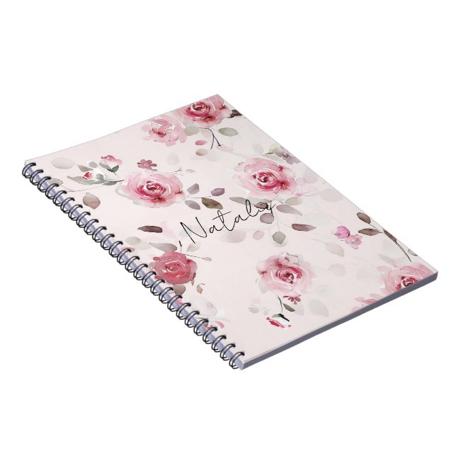 Carnet Chic romantique rose floral (Côté Droit)