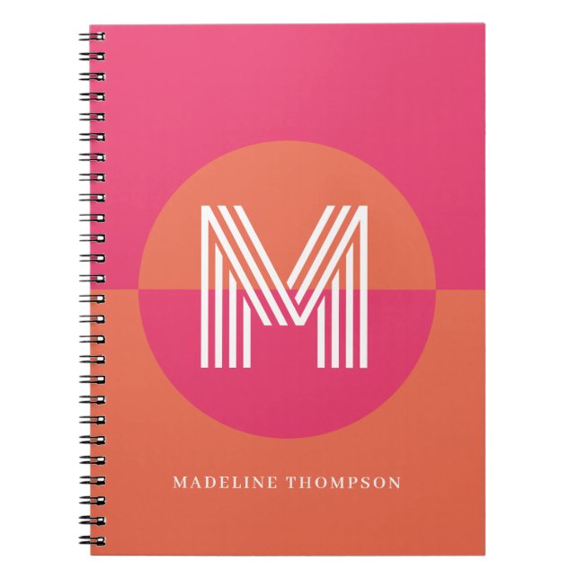 Carnet Chic rose orange rose orange géométrique Monogramm (Devant)