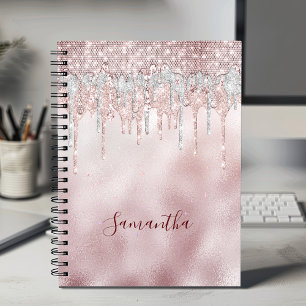 Carnet Chic rose rousse parties scintillant or gouttes mo