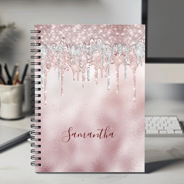 Carnet Chic rose rousse parties scintillant or gouttes mo (Créateur téléchargé)
