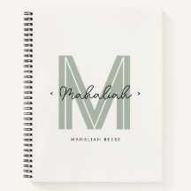 Chic Sage Green Monogramme Nom du script