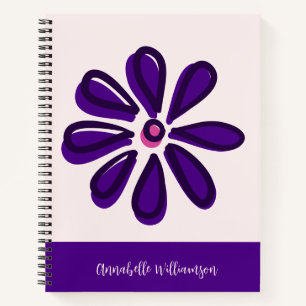 Carnet Chic Script Police Votre Nom Indigo Flower Doodle