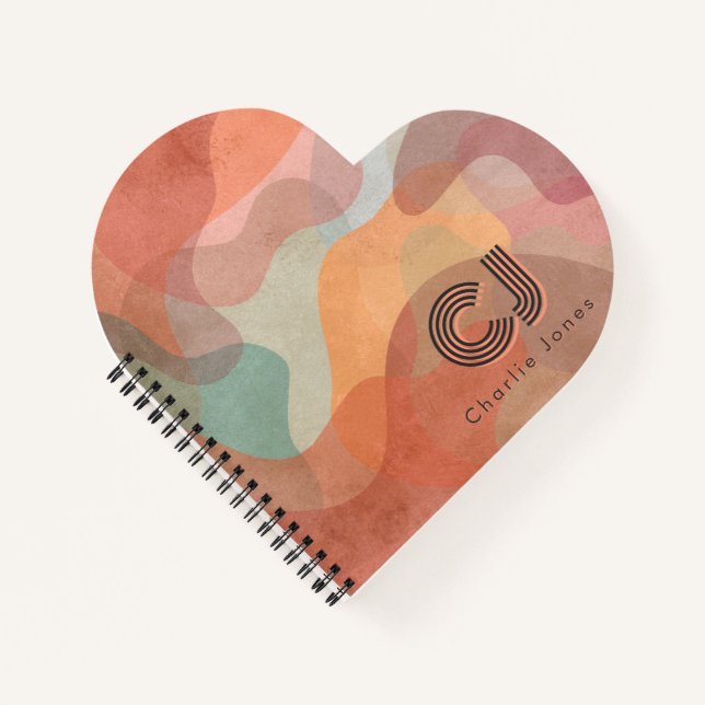 Carnet Chic Terracotta Chaud Monogramme Personnalisé  (Devant)