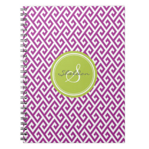 Carnet Chic violet abstrait motif géométrique monogramme