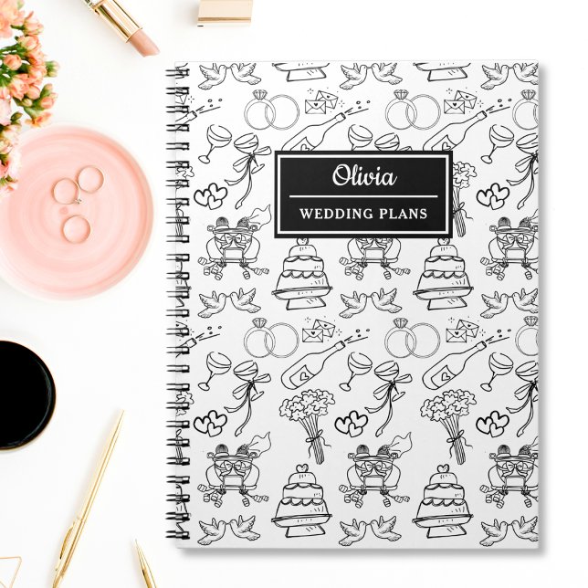 Carnet Chic Whimsical Personnalisé Mariée Mariage Planifi (Créateur téléchargé)