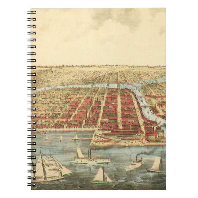 Carnet Chicago Antique Map, LaSalle Street et River (Devant)