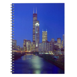 Carnet Chicago, Illinois, Skyline la nuit avec Chicago