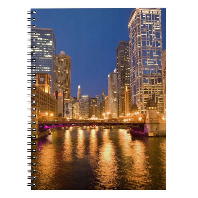 Carnet Chicago, Illinois, vue panoramique et rivière Chic (Devant)