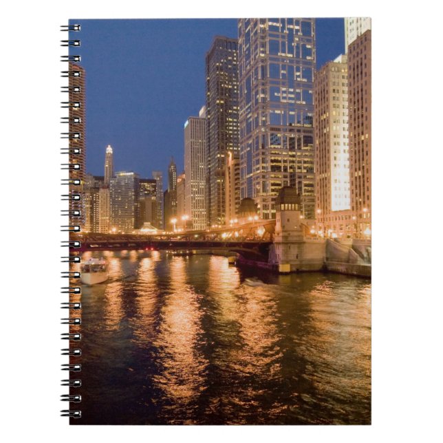 Carnet Chicago, Illinois, vue panoramique et rivière Chic (Devant)