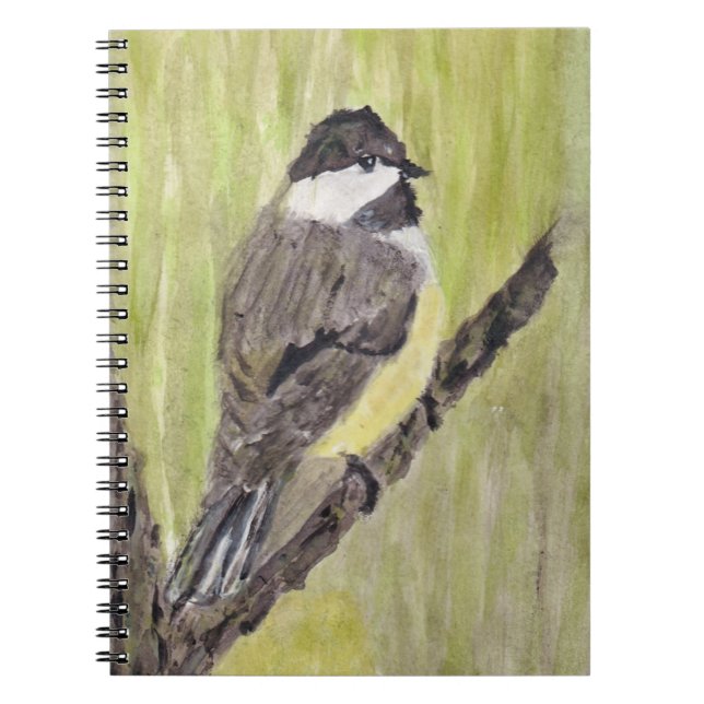 Carnet Chickadee Bird - peinture acrylique. (Devant)