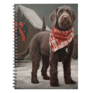 Carnet Chien à pointes à poils durs à Noël de neige