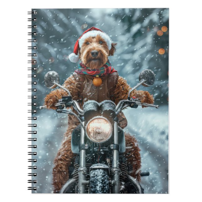 Carnet Chien Airedale moto Noël (Devant)