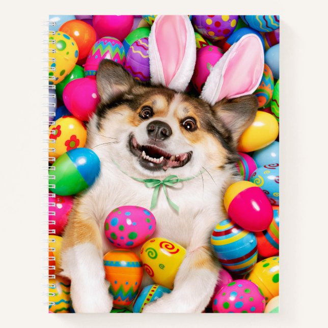 Carnet Chien allongé sur des œufs de Pâques (Devant)