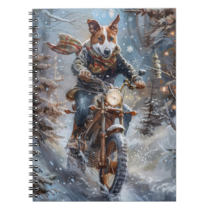 Carnet Chien Basenji à moto pour Noël