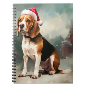 Carnet Chien beagle à Noël de neige