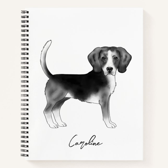 Carnet Chien Beagle Mignon En Noir Et Blanc Et Texte Pers (Devant)