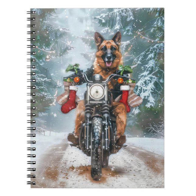 Carnet Chien berger allemand équitation moto Noël (Devant)