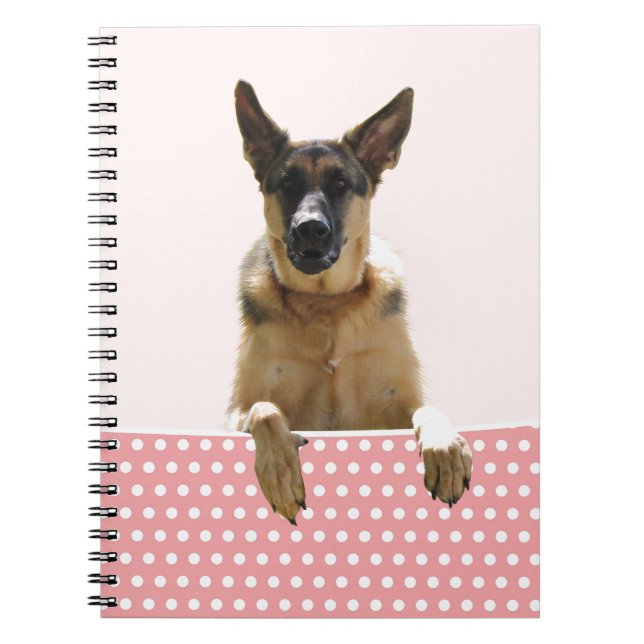 Carnet Chien berger allemand Pois roses (Devant)