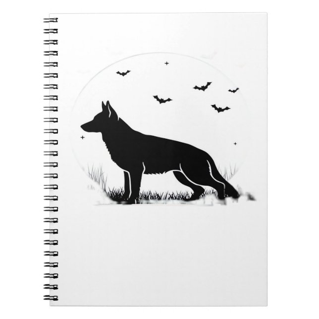 Carnet Chien berger allemand - Silhouette de lune d'Hallo (Devant)