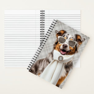 Carnet Chien berger australien élégant et monogramme à ca