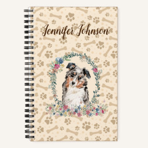 Carnet Chien berger australien Empreinte de patte & Cute