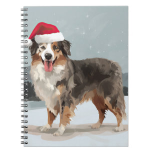Carnet Chien berger australien en Noël de neige