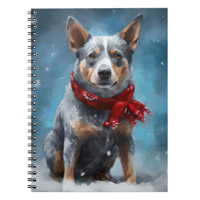Carnet Chien Blue Heeler dans la neige de Noël  (Devant)