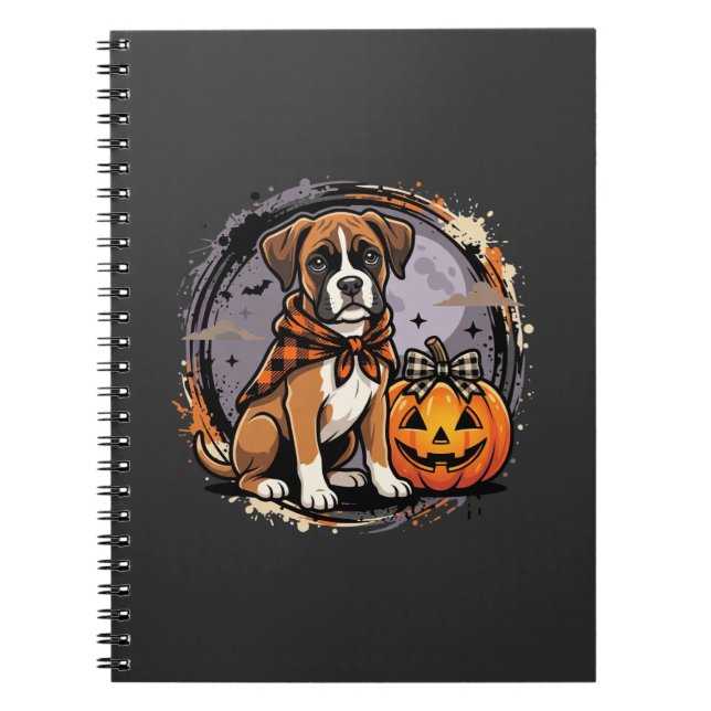 Carnet Chien Boxer Halloween Citrouille Sublimation (Devant)
