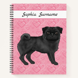 Carnet Chien Carlin Noir Mignon Balai Et Coeurs Roses Ave