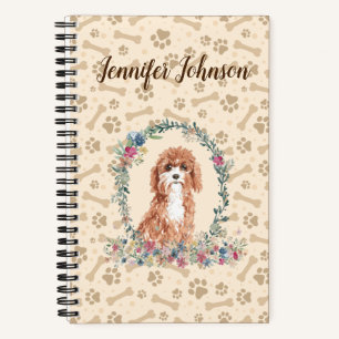 Carnet Chien Cavapoo Empreinte de patte & Cute Florale
