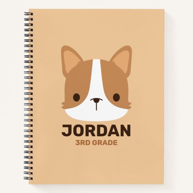Carnet Chien Corgi Mignon avec Nom Personnalisé (Devant)