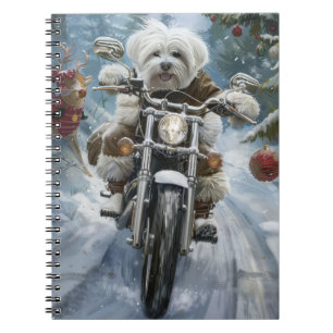 Carnet Chien Coton De Tulear à moto Noël 